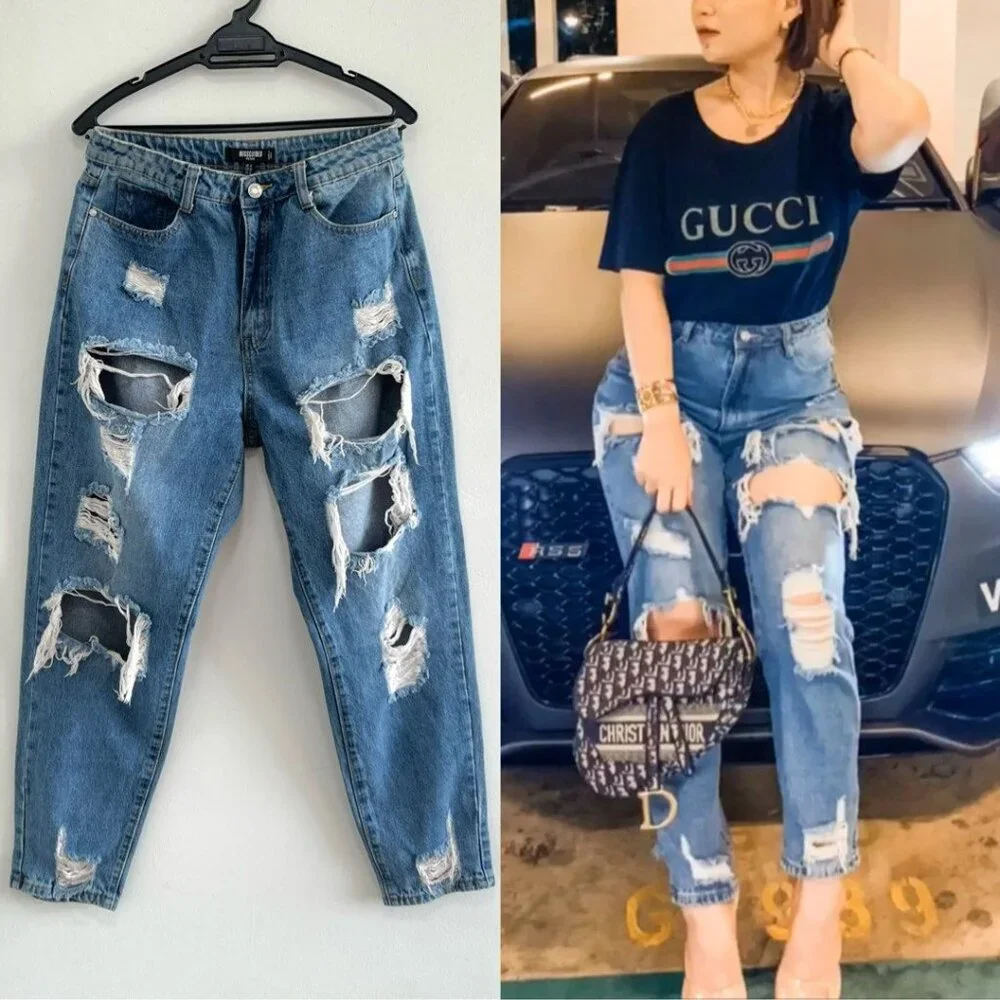 Women's Distressed Mom Jeans, Missguided Petite Riot, Size 6